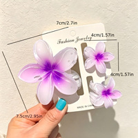 Offre Spéciale : Lot de 3 Pinces à Cheveux en Plastique Fleur d'Œuf, Tendance Hawaïenne, pour Mariage, Plage, Fleur de Plumeria, pour Femmes