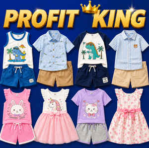 Ensembles de vêtements en polyester pour enfants Profit King, tenues d'été avec imprimé de dessins animés, couleurs mélangées, tailles 0-10, Top Clean - Product Image 1