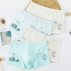 Caleçons plats respirants en coton coloré pour garçons, 4 pièces, sous-vêtements en coton à motif dessin animé pour étudiants, caleçons junior pour garçons à découpe en U - Product Image 3