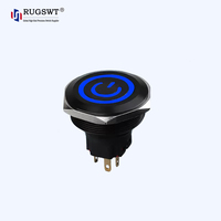 Interrupteur à bouton-poussoir noir mat étanche avec anneau lumineux LED, bouton de démarrage momentané à verrouillage automatique