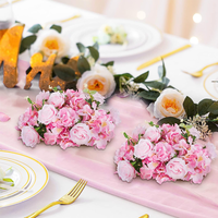 Décoration de table pour la maison, roses artificielles en soie et en plastique, centre de table pour événements de mariage, fleurs violettes en boule
