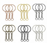 Composants de porte-clés de dessin animé haut de gamme : Anneau plat 25 mm, Anneau fendu 8 mm, Chaîne à billes 4 sections 1,2 mm, Finition plaquée en fer forgé