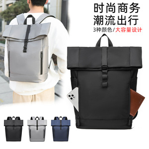Nueva mochila transfronteriza personalizada de estilo europeo y americano con diseño enrollable, mochila escolar informal de negocios para hombre. - Product Image 1