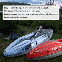 Kayak Gonflable Portable Bleu en PVC pour Une Personne, Pratique pour les Loisirs Aquatiques en Extérieur et les Voyages