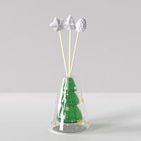 C & H Luxe Cuir Wrap Marbre Couvercle Verre Transparent Récipient Embossé Logo Reed Diffuseur
