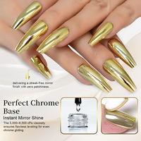 Vernis de finition sans résidu pour poudre chromée, non collant, haute brillance, transparent, gel polish TPO sans HEMA, base effet miroir chromé