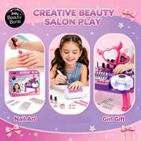 Table de Manucure de Jeu d'Imitation avec Séchoir à Ongles et Lime à Ongles, Jeu de Stickers DIY pour Ongles pour Enfants, Jouet de Jeu de Rôle pour Filles