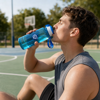 Bouteille d'eau de sport transparente sans BPA de 1000 ml, grande capacité, bouteille en plastique Tritan, logo personnalisé, extérieur, salle de sport