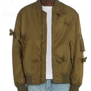 YuFan 사용자 정의 폭격기 재킷 새로운 디자인 나비 장식 핫 세일 다운 코트 남성 겨울 따뜻한 야외 의류