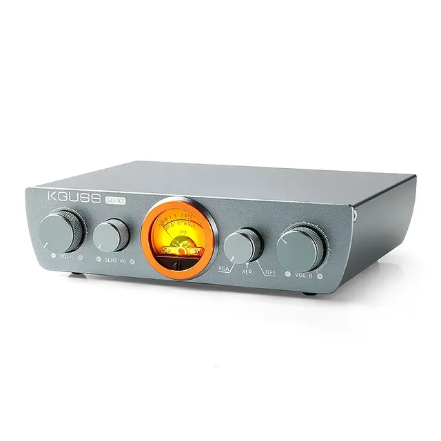 KGUSS GU-X7 XLR Balanced Power Amplifier TPA3255 High Power 2.1 Channel Power Amplifier with VU Table XLR and RCA Output