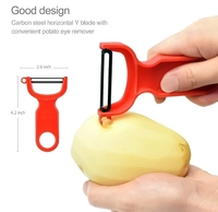 Originele Groente Fruit Dunschiller Koolstofstaal Mes 3 Pak Rood/Groen/Geel