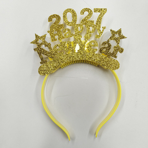 Fascia per capelli in fibra ottica a LED lampeggiante con numero 2027 per Capodanno Cinese, accessorio a forma di numero 14x20cm per feste di Capodanno per bambini 8-13 anni - Product Image 5