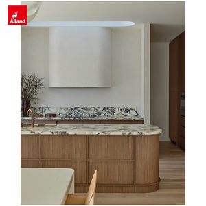 Alland ตู้เกาะทรงกลมทำจากหินหินอ่อนขอบโค้งวอลนัทสีดำเข้ม - Product Image 6