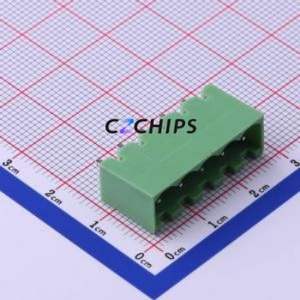 XY2500V-B-5.00-5P Plug-in Terminal Block Through hole,P=5mm Connector Board-to-Board / Socket - Closed 1x5P 5mm Green - Product Image 1