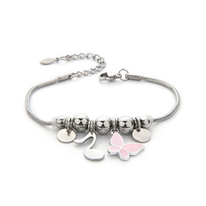YL vente <span class=keywords><strong>en</strong></span> gros été Couple Bracelet nouveau FashionJewelry directement originaire usine <span class=keywords><strong>en</strong></span> acier inoxydable Bracelet à breloques réglable - Product Image 4