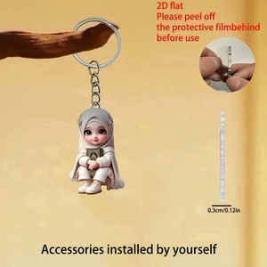 Portachiavi 2D piatto in acrilico con dea mediorientale e foglie ispirate alla <span class=keywords><strong>natura</strong></span>, ideale per interni auto, decorazioni per la casa, regalo unico - Product Image 1