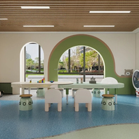 Table Ronde Ergonomique Moderne pour Enfants avec Chaises, Banc de Rangement en Bois, pour Salle à Manger, Chambre, Salon, Lecture, Art, Dessin, Bureau 6 Places