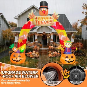 Arche gonflable de 3,6 m en forme de dinde pour Thanksgiving avec éclairage LED, décoration extérieure gonflable pour la récolte d'automne et la fête de Thanksgiving - Product Image 2