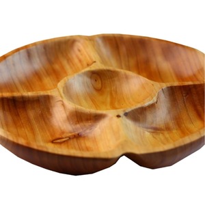 Assiette à dessert en bambou faite à la main, plateau à fruits rond avec diviseur, style naturel, vaisselle de table pour la maison, utilisation pour les fêtes - Product Image 5