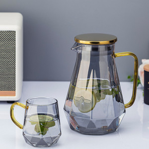 Glass Cold Water <strong>Pitcher</strong> Creative Diamond Shaped Juice <strong>Drink</strong> <strong>Pitcher</strong> with Lid and Colorful Glass Cold Boiled Water <strong>Pitcher</strong> - Product Image 3