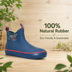 Botas de Lluvia de Goma Antideslizantes Duraderas para Mujer, Zapatos de Jardín Florales Impermeables hasta el Tobillo, Suela Resistente, Protección para Todo Clima - Product Image 1