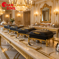 TIANXING 6L 9L Noir et Or – Réchauds de Buffet Hydrauliques Professionnels en Acier Inoxydable – Chauffe-Plats Électriques pour la Restauration