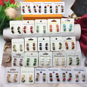 Offre Spéciale pierres précieuses goujons personnalisé quatre pierres plaqué or boucle d'oreille pavée cz noir rutile boucle d'oreille pour les femmes bijoux en gros - Product Image 2