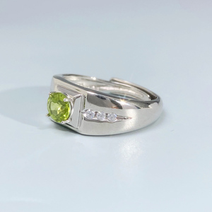 Natürlicher Peridot-<span class=keywords><strong>Ring</strong></span> für Herren, 925er Sterlingsilber, oval geschliffener grüner Edelstein, Siegelring mit 925er Stempel für Vatertag/Jahrestag - Product Image 3