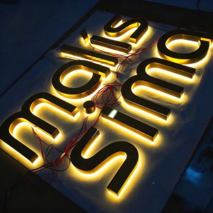 Illuminated LED Signage, Gold Acrylic Letter <b>Wall</b> Decoration, 5000K Daylight Color Temperature, Retail Store Design - Product Image 2