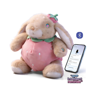 Peluche Lapin Fraise Intelligente IA avec Yeux Animés, Contrôle via App Tuya, Dialogue Multilingue, Jouet Compagnon Éducatif Mignon - Product Image 1