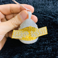 Bijoux hip Hop en deux tons pour hommes, collier avec pendentif en forme de requin, Animal et pain, plaqué or 14K, prix d'usine