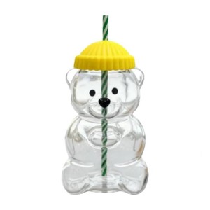 Bouteille d'eau en verre écologique TGYW en forme d'ours, <span class=keywords><strong>tasse</strong></span> Starbucks Teddy Bear avec paille et couvercle, design mignon - Product Image 5