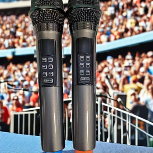 Système de microphone sans fil double canal 2 micros professionnels portatifs pour utilisation en <span class=keywords><strong>studio</strong></span> Vente en gros d'usine - Product Image 5