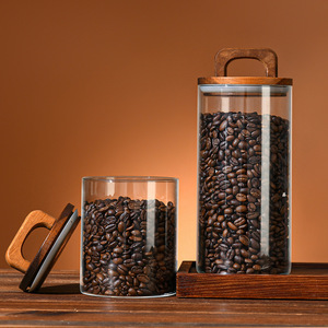 Barattoli e Bottiglie in Vetro Borosilicato Trasparente con Coperchi in Legno, Design Ermetico, Contenitori Portatili per Cucina Americana - Product Image 5