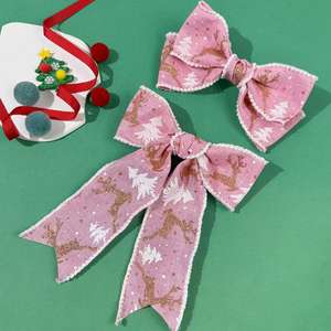 Barrettes à <span class=keywords><strong>cheveux</strong></span> faites à la main en forme de cerf <span class=keywords><strong>doré</strong></span> et nœud en cristal, collection de Noël, pour femmes, accessoires de fête élégants et raffinés - Product Image 1