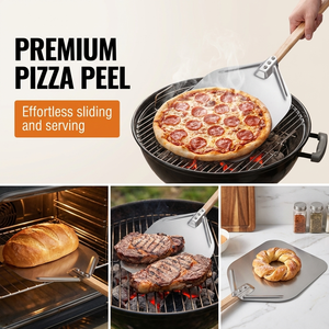 OEM ODM Spatule <span class=keywords><strong>à</strong></span> pizza en aluminium de 12 pouces avec manche en bois, <span class=keywords><strong>pelle</strong></span> <span class=keywords><strong>à</strong></span> pizza pour four et grill - Product Image 2