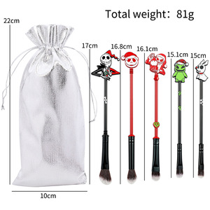 5 uds pesadilla antes de Navidad juego de brochas de <span class=keywords><strong>maquillaje</strong></span> <span class=keywords><strong>esqueleto</strong></span> Halloween juego de brochas de sombra de ojos regalos de Halloween brocha de <span class=keywords><strong>maquillaje</strong></span> de Metal - Product Image 6