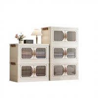 Armoire de rangement pliable moderne en PP de style nordique de 55 cm avec portes magnétiques doubles, capacité supérieure à 35 L, 5 niveaux, pour la maison et le jardin