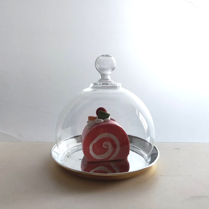 מגש עוגת זכוכית ידידותית לסביבה סט עם כיסוי צלחת עוגה אלגנטית כיפה קינוח עבור מסיבות חתונה - Product Image 1