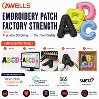 Lot de patchs brodés personnalisés alphabet A-Z, badges lettres cousus pour vestes et vêtements d'équipe AWELLS