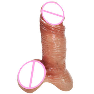 Realistischer echter flüssiger Silikon <span class=keywords><strong>dildo</strong></span> mit Öl beschichtung Sexspielzeug für Erwachsene und Mädchen für Männer aus ABS-Material - Product Image 4