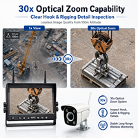 Kit de surveillance de sécurité HD 9 pouces AHD avec caméra frontale sans fil à zoom optique 30x et commande au pied pour grue de chantier