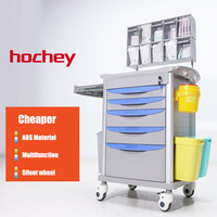 Chariot d'anesthésie d'hôpital multifonction en plastique ABS Chariot d'urgence médicale