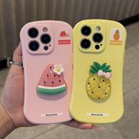 Perzik Watermeloen Ananas Fruit Design Cartoon Schattig Dameshoesje voor iPhone 17 16 15 14 13 12 11 Pro Max Plus 3D Jelly Covers