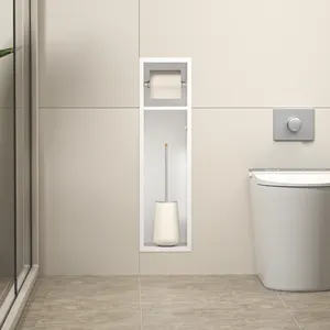Neues Design 304 Edelstahl Toilettenpapierhalter matte weiße Rolle Papierhänger mit Aufbewahrung