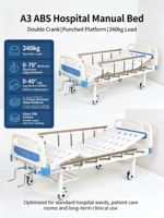 Lit d'hôpital multifonction LISEN ABS-A3 en acier laminé à froid, équipement médical pour adultes, manuel, certifié CE ISO, classe I