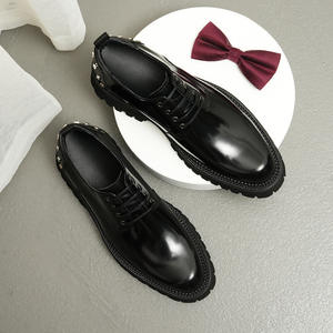 Zapatos de Vestir Casuales de Negocios de Cuero Oxford con Cordones y Estampado Impermeables de Lujo para Niños, Adecuados para Eventos Formales y Fiestas - Product Image 4