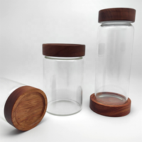 Bocaux de préparation de repas en gros, pots en verre hermétiques et transparents avec couvercles en bois d'acacia pour collations, yaourts, épices, sucre