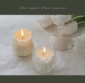 Bougie en cire de soja en forme de tulipe avec une lueur douce et une mèche en coton pour une décoration romantique de chambre à coucher, centre de table de mariage - Product Image 6