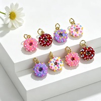 Pendentif Donuts Multicolore en Émail pour Bracelet FABCM-16, Breloque en Cuivre Doré pour la Fabrication de Bijoux, Pendentifs en Forme de Pain pour Bijoux d'Été